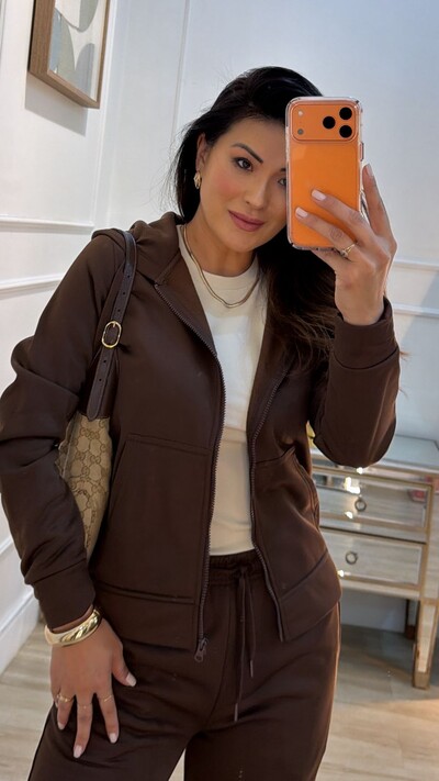 FotoJaqueta Casaco Moletom Leila Capuz Com Amarração Regulável