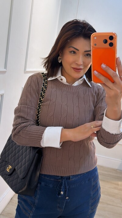 Foto Blusa Tricot Maithe Nervuras E Trançados Pela Peça