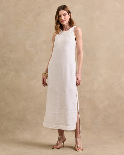 Foto Vestido Longo Cavada Megan Fendas Laterais
