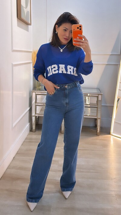 Foto Blusa Tricot Vazada Brasil Amora Mangas Longas