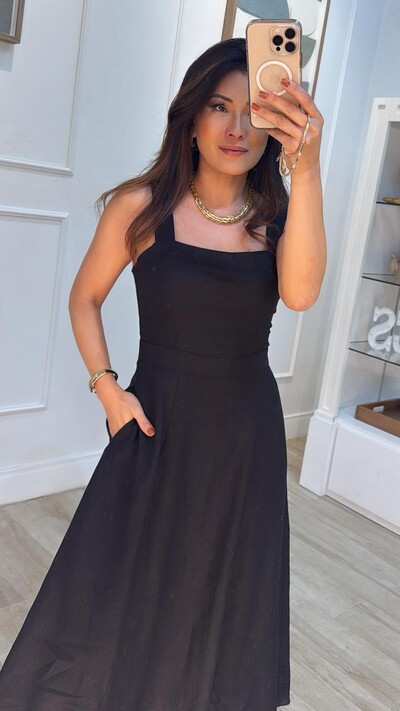 FotoVestido Midi Evasê Susan Alças Largas