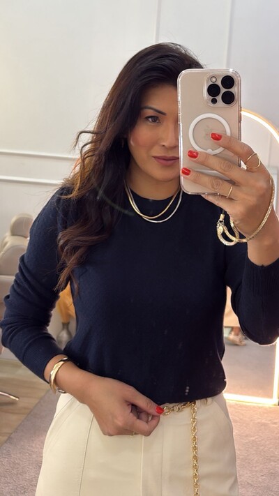 FotoBlusa Tricot Sophie Mangas Longas Princesa E Detalhes De Mini Losangos