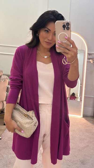 FotoCardigan Alessia Detalhes Canelados E Bolsos Frontais
