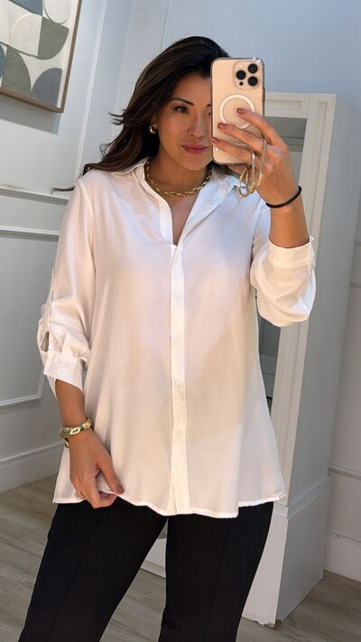 FotoMaxi Camisa Jessie Viscose Mangas Longas Com Martingale