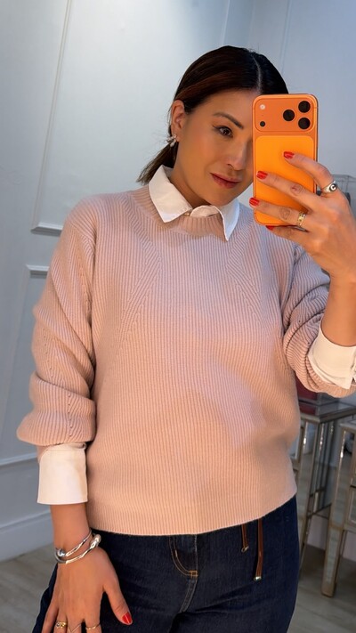 Foto Blusa Tricot Canelado Olga Detalhe De Entremeios Nas Mangas