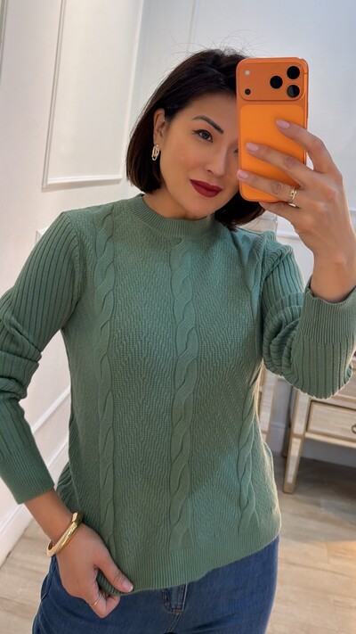 Foto Blusa Tricot Texturas Na Diagonal Alana Trançados Triplos