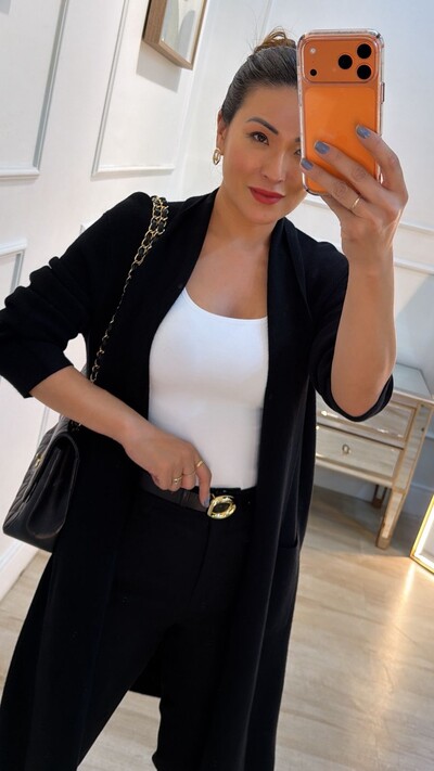 FotoMaxi Cardigan Tricot Eliana Bolsos Quadrados Frontais