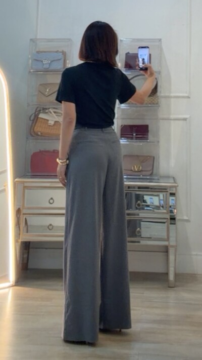 Foto Calça Pantalona Alfaiataria Lindsay Cinto Fino Couro Eco