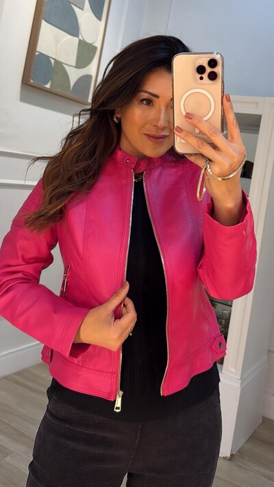 FotoJaqueta Couro Eco Zíper Prata Tália Martingalê No Barrado