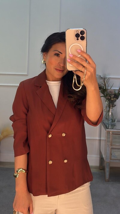 FotoBlazer Alfaiataria Shirley Botão Com Detalhe Zigue Zague
