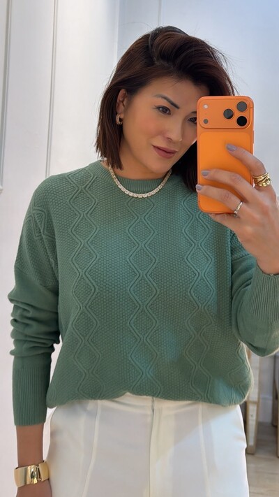 Foto Blusa Tricot Texturizada Fernanda Nervuras Em Zigue E Zague