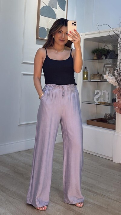 Foto Calça Pantalona Pietra Pala Larga Com Elástico