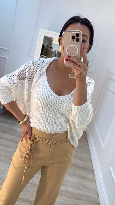 FotoTwin Set Tricot Sheyla Com Entremeios Blusa Regata & Cardigan