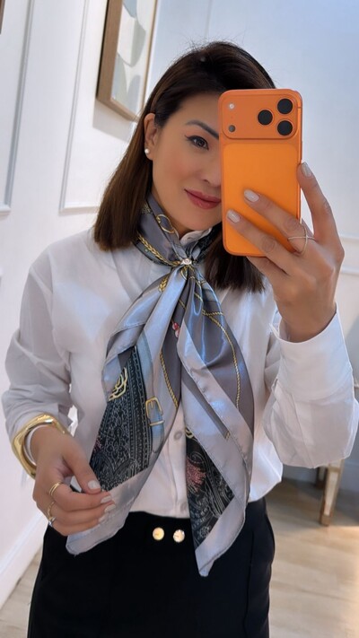 FotoLenço Acetinado Estampa Paisley Corda E Fivela