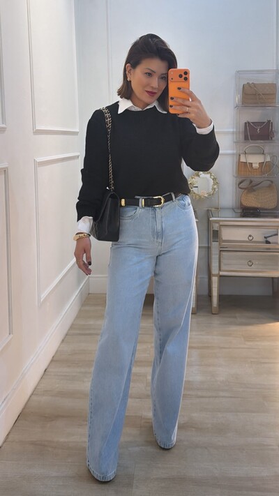 Foto Blusa tricot Texturizada Suely Punhos E Barrado Largos Canelados