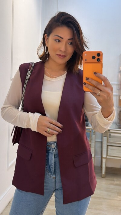 Foto Colete Alongado Alfaiataria Lindsay Bolsos Fake Com Lapela