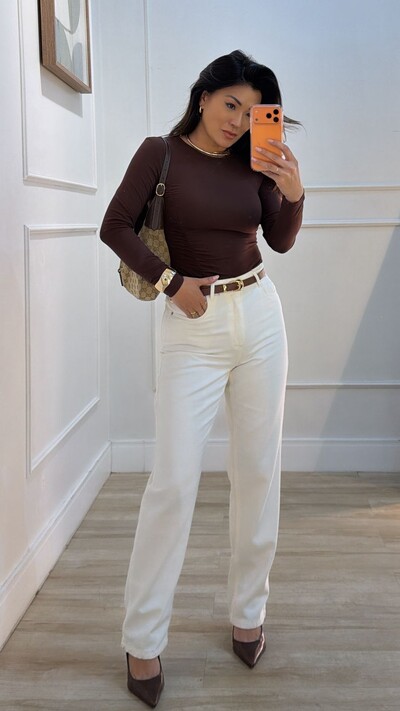 Foto Blusa De Malha Drapeado Lateral Mila Mangas Longas