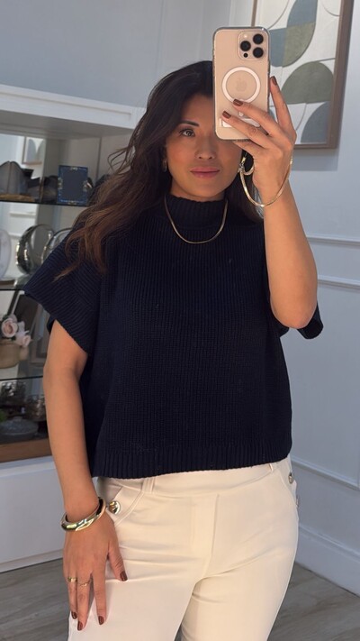 FotoBlusa Ampla Tricot Priscila Gola Alta Canelada