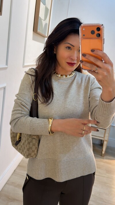 FotoBlusa Tricot Dayane Punhos E Barrado Largos Canelados