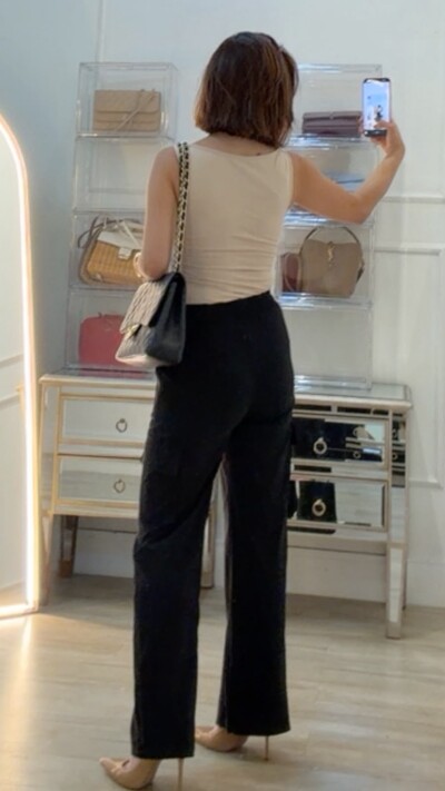 Foto Calça Pantalona Cargo Thamires Pala Larga Com Amarração Frontal