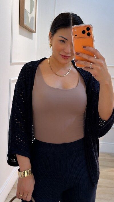 FotoPRÉ-VENDA DATA ESTIMADA DE ENVIO 06/04 Kimono Tricot Vazado Fabi Mangas 3/4