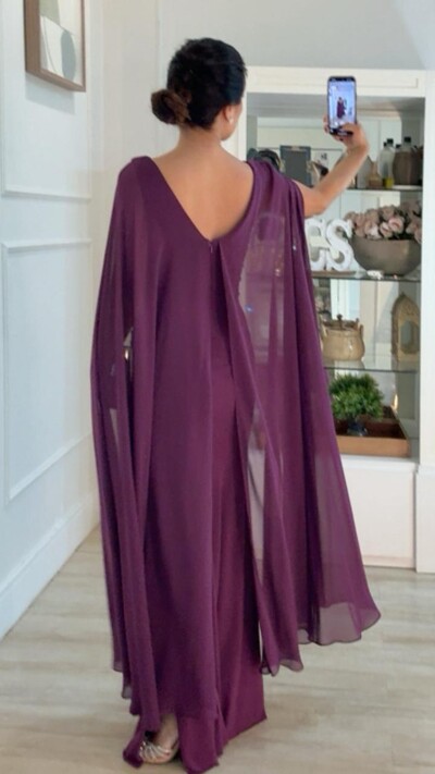 FotoVestido Longo Detalhe Drapeado Fernanda Fenda Lateral