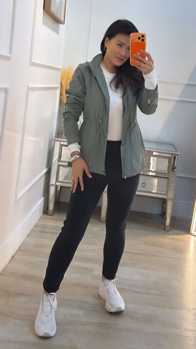 Foto Parka Casaco Amora Ombros E Bolsos Com Detalhe Texturizado