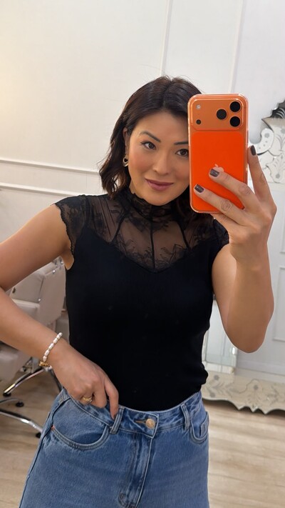 Foto Blusa Elza Gola E Mangas Em Tule