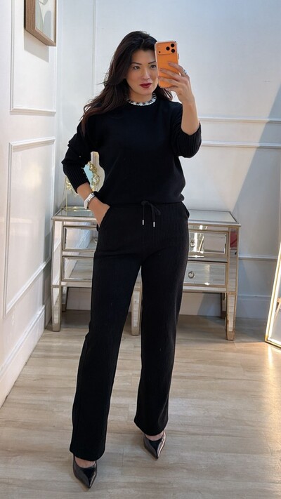 Foto Blusa Tricot Ivy Detalhe Trançado Pérola Prata Nos Punhos
