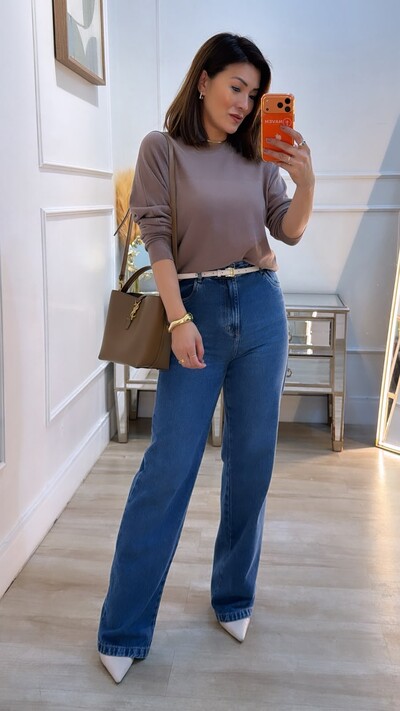 Foto Blusa Tricot Mangas Longas Jussara Texturas Detalhe Vazado
