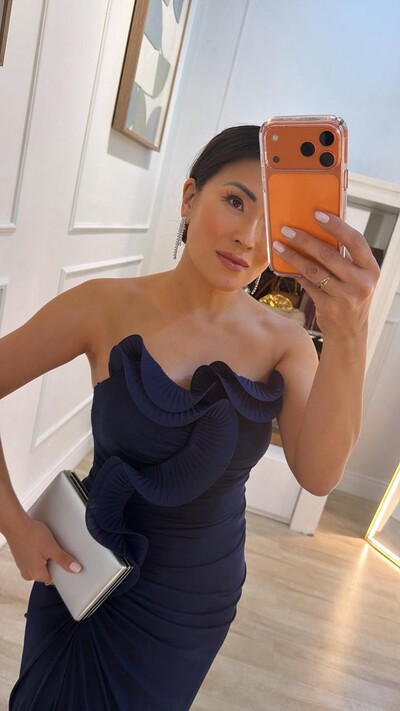 FotoVestido Longo Tulê Gabriella Tomara Que Caia Com Babados