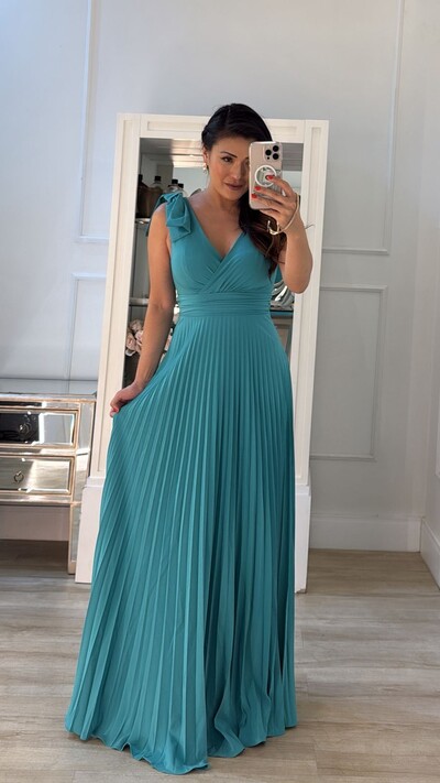 Foto Vestido Longo Plissado Tereza Laço No Ombro