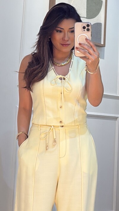 FotoCropped Twill Decote V Com Strappy Jessica Detalhe Pespontado