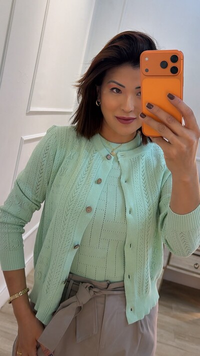 Foto Casaquinho De Tricot Luana Botões Amadeirados