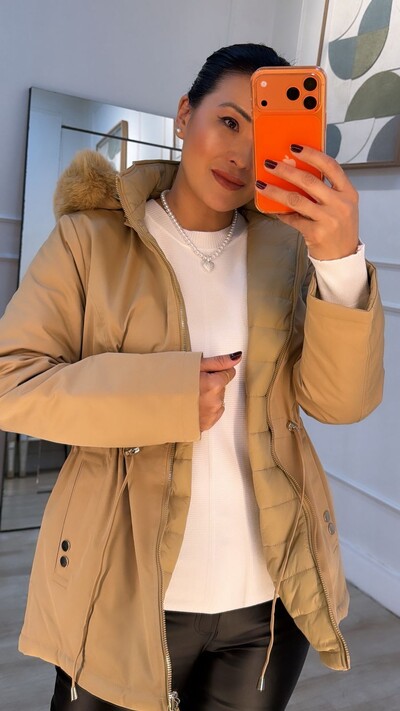 Foto Parka Casaco Dupla Face Tabatha Capuz Removível Com Pelinho