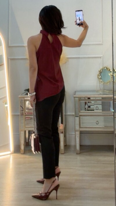 FotoCalça Slim Alfaiataria Nervura Sarah Pala Transpassada