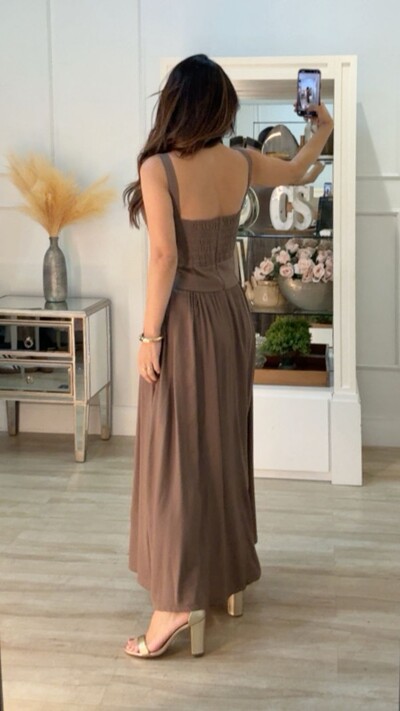 FotoVestido Longo Ana Decote Coração E Fenda Frontal