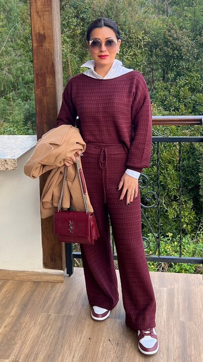 Foto Conjunto Tricot Entremeios Angélica Blusa & Calça Pantalona