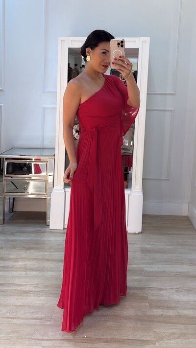 FotoVestido Longo Crepe Ombro Único Sophia Cinto Faixa