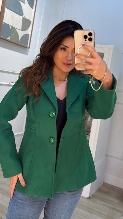 FotoCasaco De Lã Batida Soraya Nervura Tripla Na Cintura