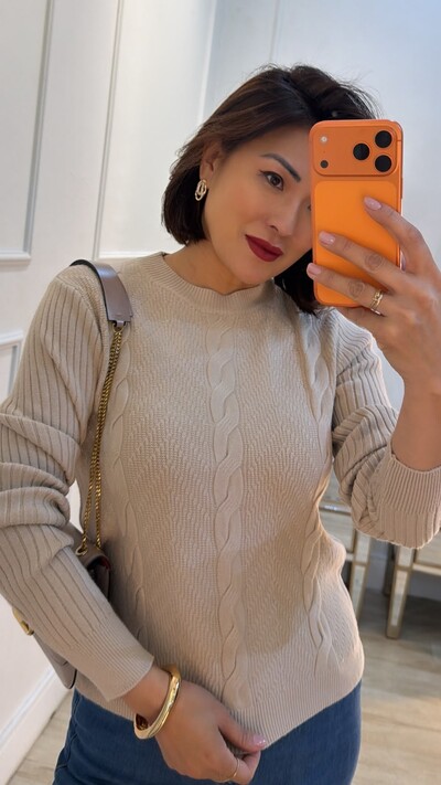 Foto Blusa Tricot Texturas Na Diagonal Alana Trançados Triplos