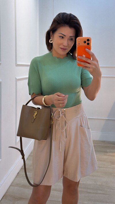 Foto Blusa Tricot Mangas 3/4 Michelle Detalhe Em Nuvem
