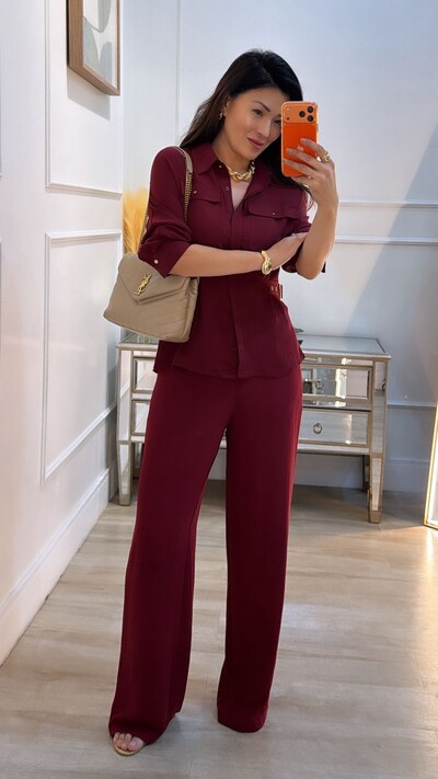 Foto Calça Pantalona Luna Botão Dourado