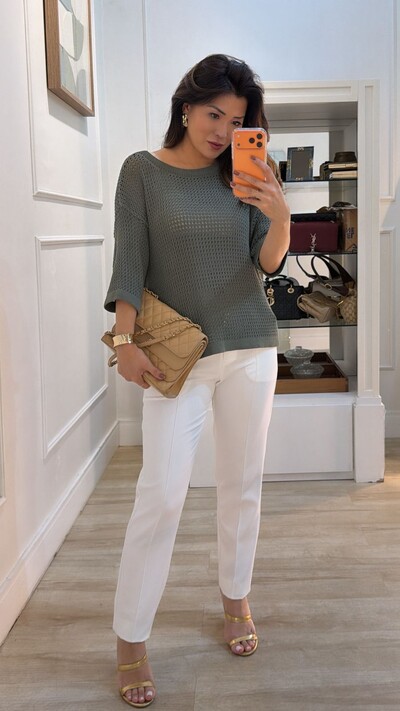 Foto Blusa Ticot Vazado Ampla Catherine Mangas 3/4