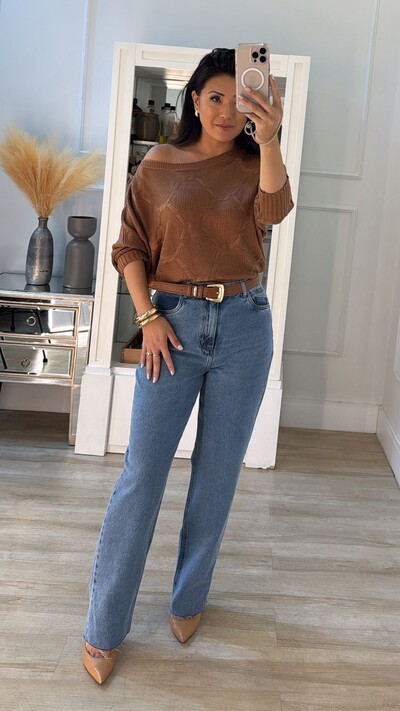 Foto Blusa Morcego Tricot Nádia Punhos Largos Canelados