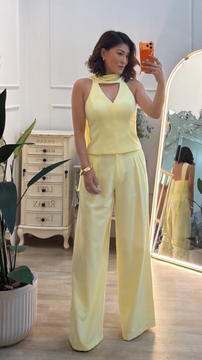 Foto Calça Pantalona Alfaiataria Liz Com Pregas Frontais