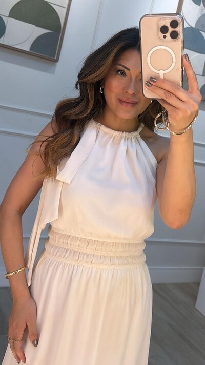 FotoVestido Midi Chiffon Isis Lástex Largo Na Cintura