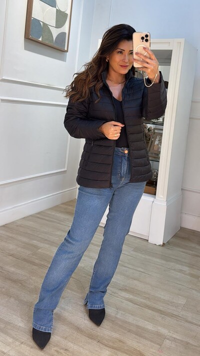 Foto Jaqueta Nylon Pespontos Na Horizontal Michelly Ziper Onix