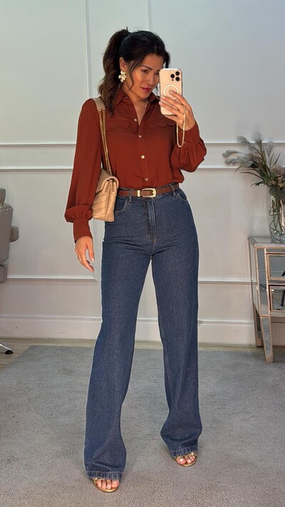 Foto Camisa Crepe Belle Lapela Em Nuvem