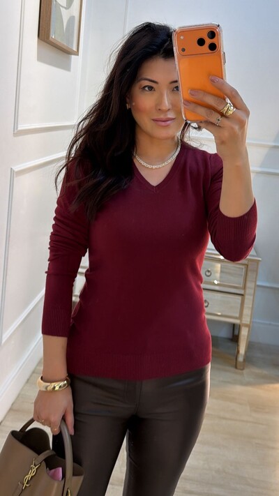 FotoBlusa Tricot Decote V Cecilia Mangas Longas